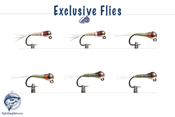 Perdigon Euro Nymphs Flies Assortment - 6 Pack - Exclusive Flies - Fly Fishing Flies - Fly Gifts hook Size 14 and 18 - 3 different colors