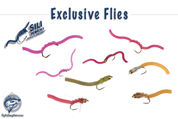 Sili Worm Assortment - Nymph Assortment - Catch more fish! - 48 Exclusive Handcrafted Flies - Hook Sizes 12 and 14