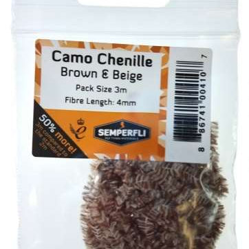 Camo Chenille 4mm Small Brown & Beige