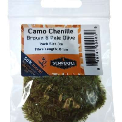 Camo Chenille 15mm Large Brown & Pale Olive