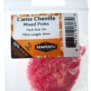 Camo Chenille 8mm Medium Mixed Pinks