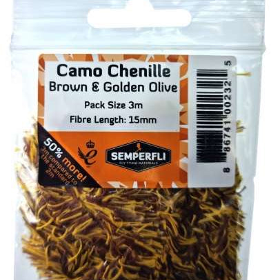 Camo Chenille 15mm Large Brown & Golden Olive