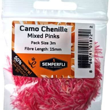 Camo Chenille 15mm Large Mixed Pinks