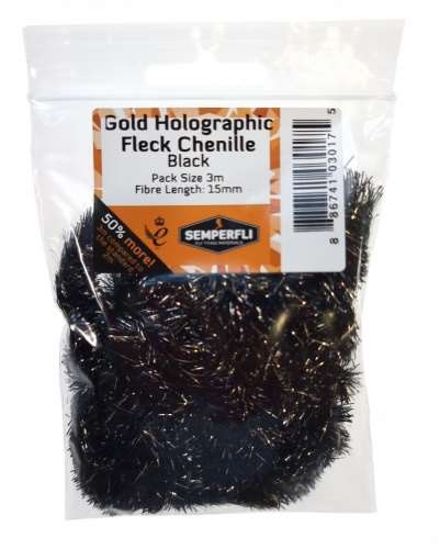 Gold Tinsel Fleck 15mm Large Black