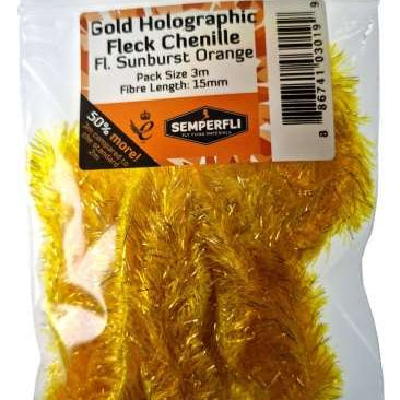 Gold Tinsel Fleck 15mm Large Fl Sunburst Orange