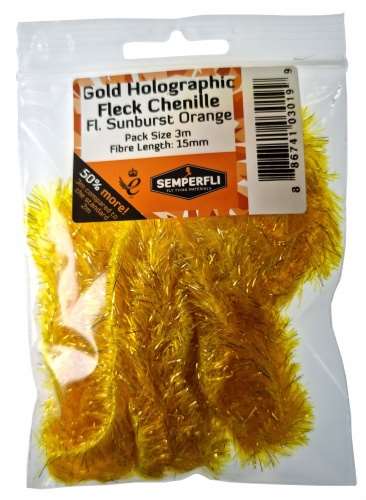 Gold Tinsel Fleck 15mm Large Fl Sunburst Orange