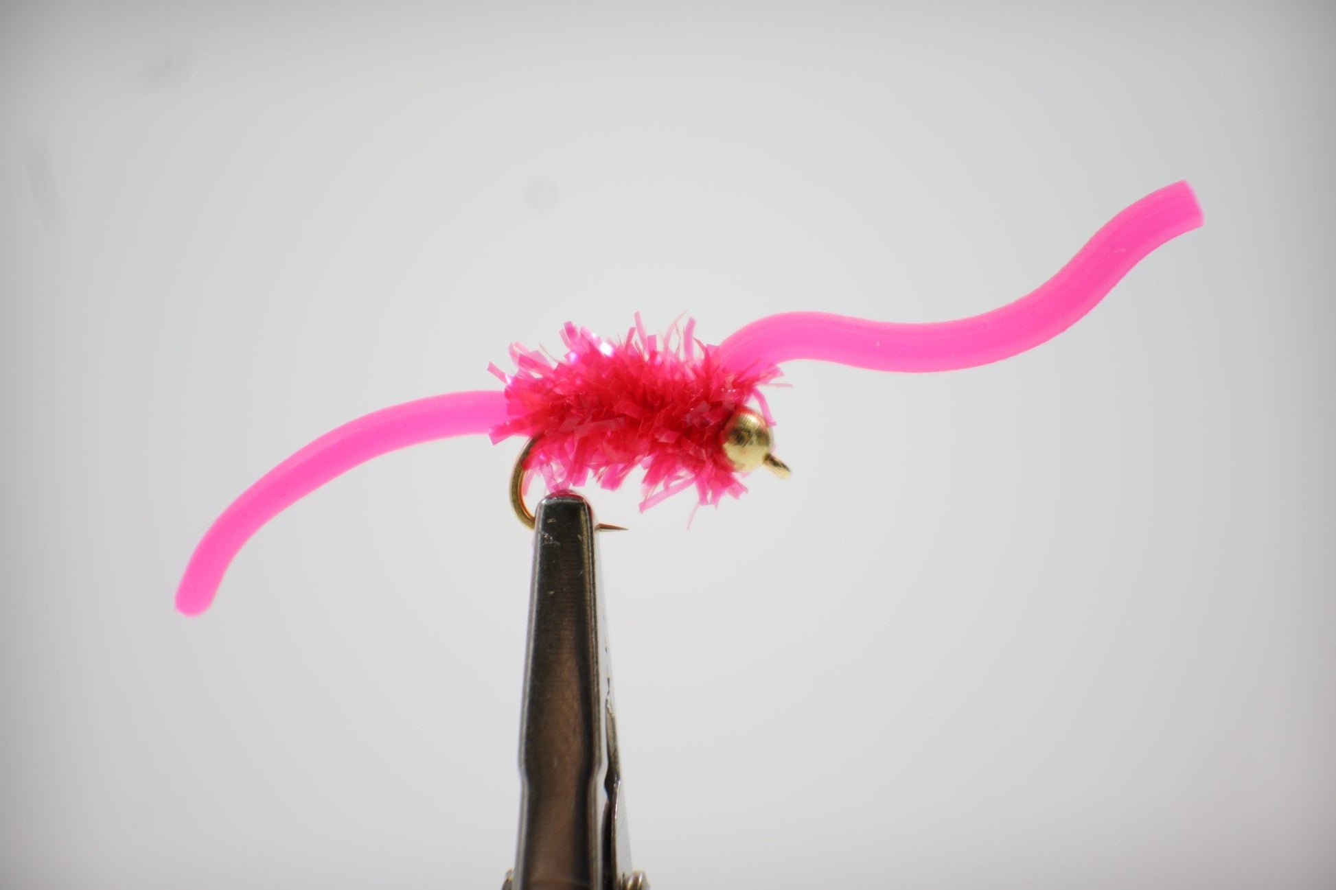 pink /red Squirmy Wormy Fly close up 4