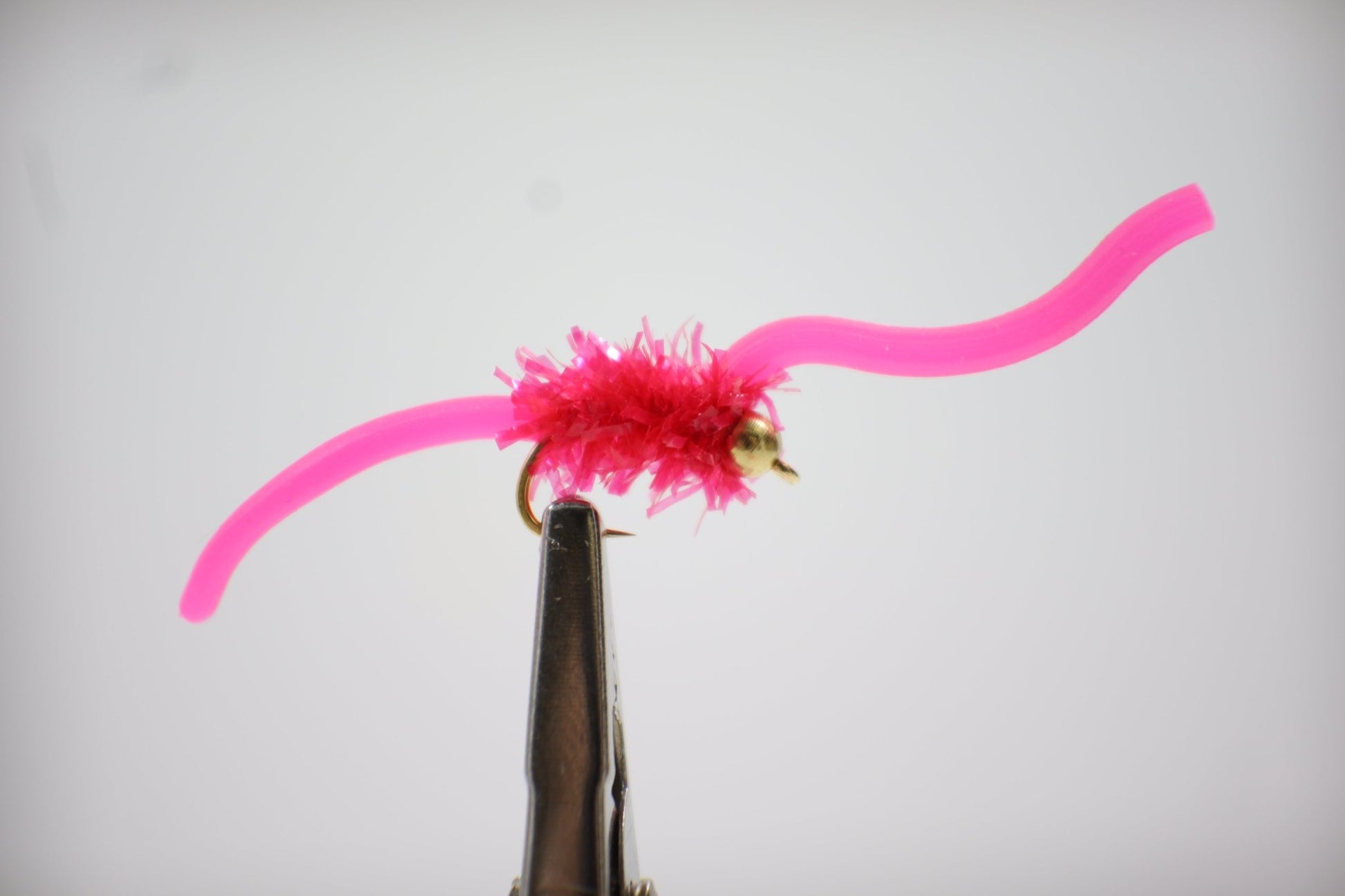 pink /red Squirmy Wormy Fly close up 5